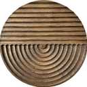Musanpou Hand-carved Wood Wall Decor featuring Artistic Round Design for Farmhouse and Country-style Interiors | Wall Art Decoration | 11.8 inches x 11.8 inches (brown)
