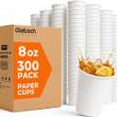 Glotoch 8oz Paper Party Cups Disposable Cups 300 Pack, White Leak-Proof BPA-Free Cups, Perfect for Home, Office, Parties or Events