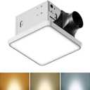 Fitop Bathroom Exhaust Fan with Light, 130 CFM & 1.5 Sones Bathroom Vent Fan, Nightlight & 1300LM LED Light 2700K/4000K/6500K, Light Memory Function, ETL Certified White, 9 Inch