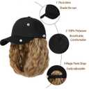 Qlenkay Baseball Hat Wig 24in Long Curly Wavy Extensions Synthetic Hairpiece Adjustable Cap Attached 2B Wave Hair for Women Light Brown