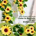 Naidiler Vibrant Full Sunflower Garland for Decoration, 6.2Ft Pretty Sunflower Vine for Wedding Baby Shower Boho Birthday Party Table Room Backdrop Dcor