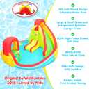 WELLFUNTIME Inflatable Water Park with Blower, Bouncy Castle & Jumping Castle 2 Slides, Climbing Wall, Water Gun, Lounge and Basketball Hoop, 165 x 165 x 90.5 Inch, Large