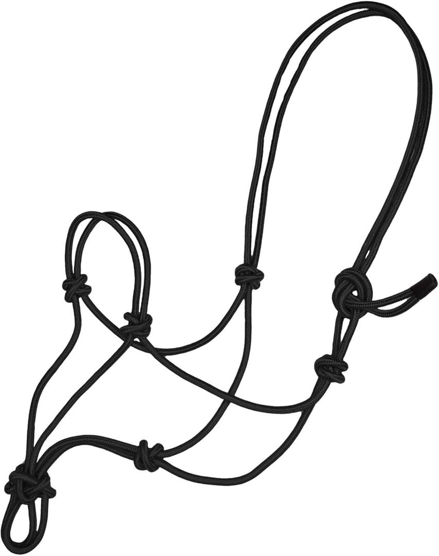 Premium Rope Halter for Horses, Durable Hand-Tied Adjustable Nylon Horse Headcollar with Knots for Trail Riding, Lightweight & Strong Equestrian Western Tack