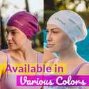 Limmys Premium Swim Cap for Women with Long Hair  Soft Silicone Swimming Cap for Women  Comfortable, Extra Room Fit, Chlorine Resistant & Hypoallergenic  Trusted by Swimmers Worldwide (Medium, White)
