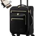 LOVEVOOK Carry on Suitcase 22x14x9 Airline Approved,20 inch Lightweight Waterproof Suitcases with 360 silent swivel wheels, TSA Lock and Compartment, Large Capacity travel Suitcase Black, 20 inch with garment compartment
