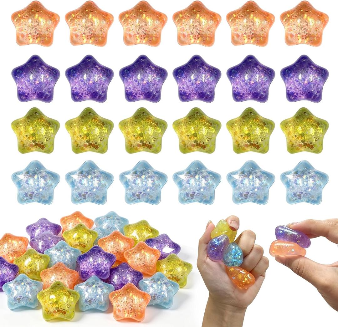 XingXing 24Pcs Glitter Heart Squishy Fidget Toys (Star), OneSize