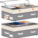 Dolicer 2 Pack Under Bed Storage with Wheels, 6in-10in Height Adjustable Underbed Storage Containers, 92L XXXL Under Bed Drawers Rolling Bin with Clear Lids for Dorm Shoes Clothes Organizers(Grey)