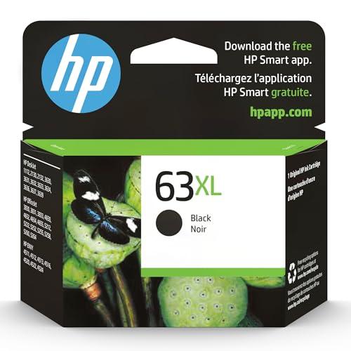 HP 63XL Black High-yield Ink Cartridge | Works with HP DeskJet 1112, 2130, 3630 Series; HP ENVY 4510, 4520 Series; HP OfficeJet 3830, 4650, 5200 Series | Eligible for Instant Ink | F6U64AN