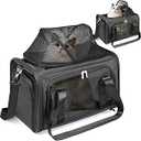 18 Lbs Cat Carrier with Top-Expandable Space & Pocket & 3 Opening for Small Dog Soft Side Airline Approved Pet Carrier Easy Clean 3 Ventilated Mesh Foldable for Travel Car Trip Outdoor Black 11 x 18 Inch