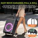 Large Bluetooth Karaoke Speaker with 2 Wireless Microphones, 11 Speaker System with 8800mAh Battery, Trolley PA System with Lights, Remote, FM/AUX/USB/TF, Bass & Treble Adjust, Ideal for Outdoor Party