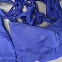 MIYOUJ Women Halter String Bikini Set Sexy Thong Cheeky Two Piece Swimsuits Solid Color Bathing Swimwear (Blue, S)