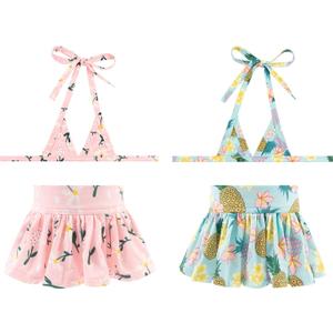 CuteBone Dog Bikini Dress 2 Pack, Stylish Swimsuit Costume for Small Dogs, Comfortable & Adjustable Puppy Bathing Suit, Soft Outfit Pet Apparel for Beach, Pool and Summer Fun 2DB21M