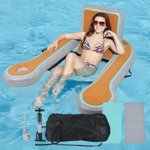 50x44inch Inflatable Pool Float Lounger for Adults with Cup Holder, 4.17FT Floating Chair, Lake Floats for Adults with Armrest Backrest for Swimming Pool, Party, Beach, Lake, River, Oversized