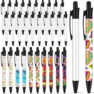 Yexiya Sublimation Pens Blank Heat Transfer Pen Sublimation Ballpoint Pen with Shrink Wrap White Aluminum Customized Clip Pen School Supplies for Christmas Office School Stationery Supplies (20 Sets)