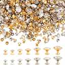 FINGERINSPIRE 280 Sets 7 Sizes Clear Rhinestone Rivets (5~11mm) Platinum & Gold Crystal Rivets Metal Double Cap Rhinestone Stud Rivets Studs for Leather Clothes Arts Crafts Decor