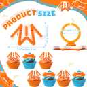 48 Pcs Orange Cartoon English Accessories Cupcake Ring Cartoon Birthday Decorations Orange English Cake Topper Ring Cupcake Topper for Birthday Baby Shower Party Decorations