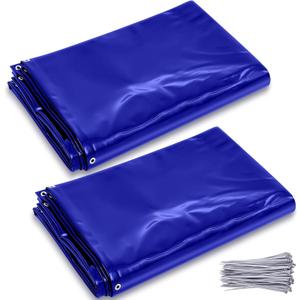 2 Pcs Welding Curtain Safety Blue Transparent Welding Screen with Fixed Belt for the Stand of 6 x 8ft Fireproof Resistant Insulation for Welding Arc Light UV and Blue Light Protection