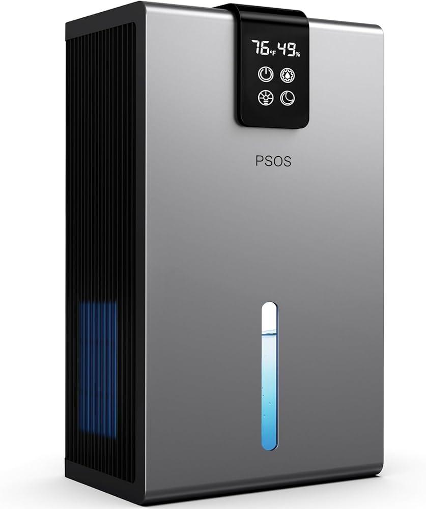 Dehumidifier, Dehumidifiers for Home, 98 OZ Water Tank, (1000 sq.ft) Quiet Dehumidifier for Basement Bathroom Bedroom with Humidity Display, Auto Shut Off, Relaxing 7 Color Ambient Light(Gray)