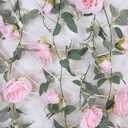 TELDRASSIL 4Pcs(26 FT) Artificial Rose Vine Fake Flower Garland Fake Silk Rose Hanging Vine for Wedding Party Background Arch Garden Background Decoration (Pink)