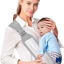 Baby Sling Carrier,Baby Carrier, Adjustable One Shoulder Labor-Saving Baby Holder Carrier, Baby Mesh Half Wrapped Sling Hip Carrier for Newborn to Toddler (Grey White)
 (Grey)