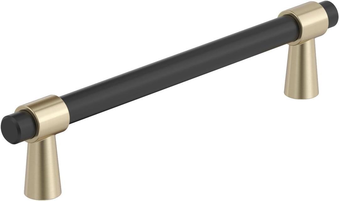 Amerock BP36859FBBBZ | Mergence 5-1/16 inch (128mm) Center-to-Center Matte Black/Golden Champagne Cabinet Pull | Kitchen Cabinet Hardware | Furniture Hardware | Drawer Handle