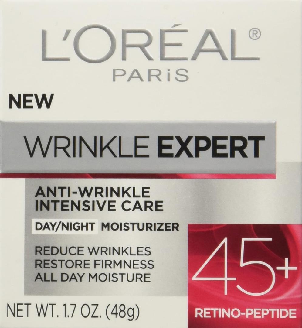 L'Oreal Paris Wrinkle Expert 45+ AntiAging Face Moisturizer with RetinoPeptide, NonGreasy, Suitable for Sensitive Skin, 1.7 fl. Oz