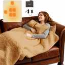 Ourea Cordless Heated Blanket with 10000mAh Power Bank, Portable Rechargeable Sherpa Throw, Low-Voltage Battery Operated Heating Blanket for Indoor & Outdoor Use, Soft Warm Cozy Gift for Women