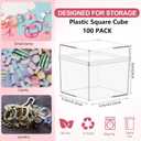 Leinuosen 100 Pcs 2 x 2 x 2 Inch Clear Acrylic Plastic Box with Lid Square Candy Containers for Party Favors Small Square Cube Storage Candy Box for Pill Tiny Earring Jewelry Herb Bead Gifts