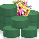 12Pcs 3.8" Round Floral Foam Blocks, Green Wet Dry Flower Foam for Fresh and Artificial Flowers, Wedding, DIY Craft, Party Decoration, Flower Arrangements (3.8" X 1.5")