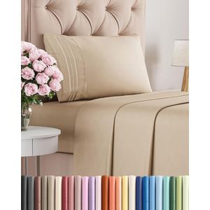 Twin Size 3 Piece Sheet Set - Comfy Breathable & Cooling Bed Sheets Set - Hotel Luxury Bedding for Women, Men, Kids, Teens, Boys & Girls - Deep Pockets, Ultra-Soft and Wrinkle Free - Oeko-Tex - Cream