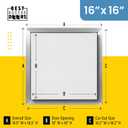 Best 16" x 16" Drywall Inlay Access Panel - Invisa Hatch™ Wall and Ceiling Access Door, 5/8" Drywall Insert, Fully Detachable Hatch, Touch Latches, Open Pin Hinge, Aluminum Mill Finish, BA-IVH