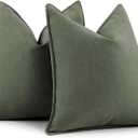 ZWJD Army Green Pillow Covers 20"x20" Set of 2 Chenille Throw Pillow Covers with Elegant Design Soft and Luxurious Decorative Throw Pillows for Couch, Bed, and Home Decor