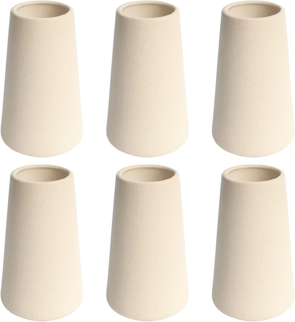 YANLING 6 Pack Light Yellow Ceramic Vase for Flowers, 6 inch Modern Vases for Pampas Grass Simple Shelf Decor, Boho Vases for Home Decor, Wedding Dinner Table Party Office