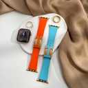 Magnetic Leather Band Compatible with Apple Watch Ultra, SE & Series 10-1 (49mm/46mm/45mm/44mm/42mm/41mm/40mm/38mm), Soft Silicone & Leather Patchwork Strap for Men & Women