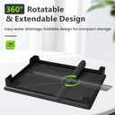 2-Tier Foldable Dish Drying Rack with Drainboard, Stainless Steel Large Capacity Kitchen Counter Organizer with Cup Holder, Utensil & Cutting Board Storage, No Assembly Required, Black