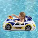 Baby Pool Float with 3D Car Design, PVC Baby Swim Float, Toddler Pool Float, Swimming Floats Seat Boat Pool Toys with Steering Wheel for 12-18, 12-24 Months, Age 2-3, 3+ Years Girl Boy Blue White