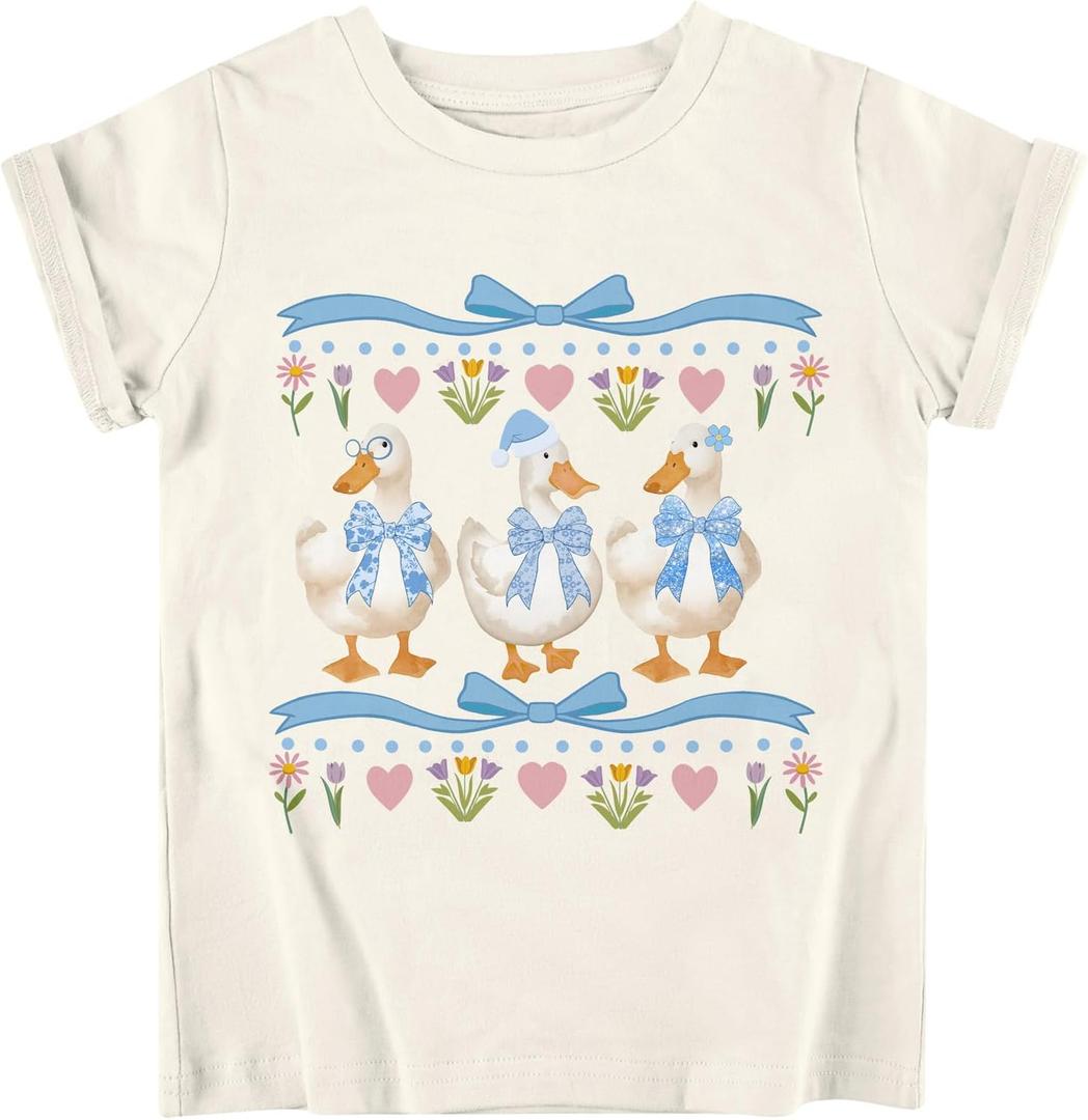Funnycokid Little Girls T Shirt for Toddler Kids Tee Graphic Short Sleeve Clothes Tops 3-4T
