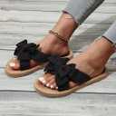 GORGLITTER Women's Boho Bow Flat Sandals Cut Out Open Toe Slip on Summer Slide Sandal 5