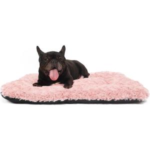 30 Inch Dog Crate Bed Pink Medium Size Dog Calming Washable Fulffy Comfy Kennel Pad Anti-Slip Pet Sleeping Mat 29" x 18"