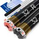 Pair of 2" Garage Door Torsion Springs Set with Non-Slip Winding Bars & Gloves, High Precision Electrophoresis Oil-Free Black Coated for Replacement, MIN 16,000 Cycles (0.250x 2" x 32'')
