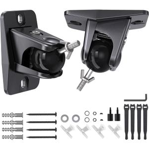 Speaker Wall & Ceiling Mount, Universal Bracket for Small Rear Satellite Surround Sound Speakers with 1/4"-20, M5 M4 Thread & Keyhole, Holds up to 11 lbs, Works with Roku, Samsung Q990D and More