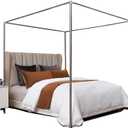 Canopy Bed Frame Twin Size, Post Stainless Steel Four Corner Bed Canopy Poles Mosquito Net Frame Bracket Fit for Metal Bed Wood Bed, Stainless Steel Canopy Bed Frame Twin Size