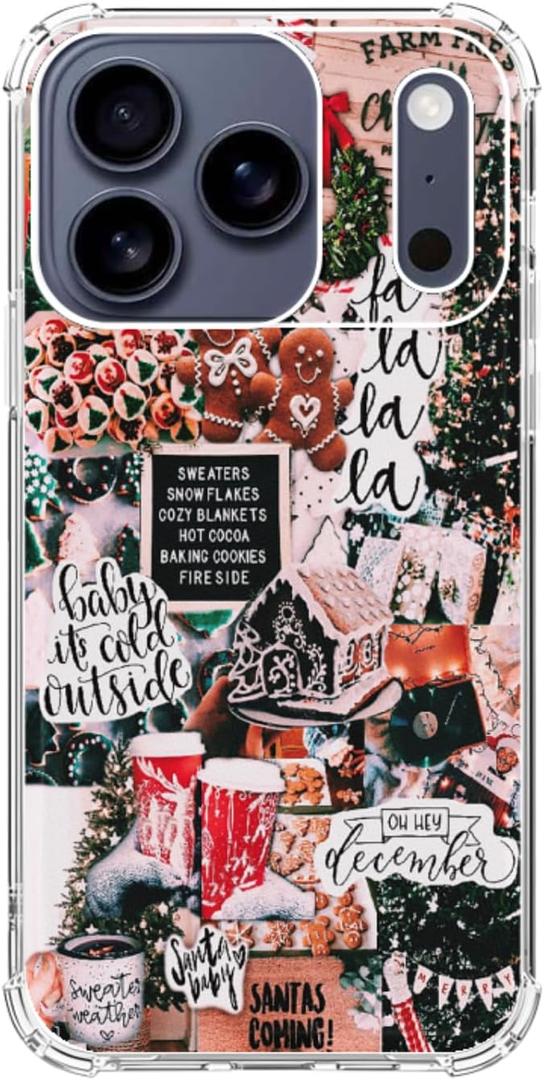 Christmas Aesthetic Phone Case Compatible with iPhone 17 Pro Max, Winter Holiday Festive Phone Cover for iPhone 17 Pro Max
