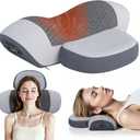 JINXIA Pillow Massage Neck Hump Fisiorest 3-in-1 Neck Massager Pillow with Heat, Deep Tissue Relief & Neck Traction, Cervical Support & Hump Corrector for Women and Men, Memory Foam Support(Grey) (Gray)