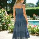 Sunny Spirit Girls Summer Dress for Tween Girl Teen Kids Sundress Maxi Boho Smocked Flowy 2-Way Layered Skirt 5-14 Years (Blue)