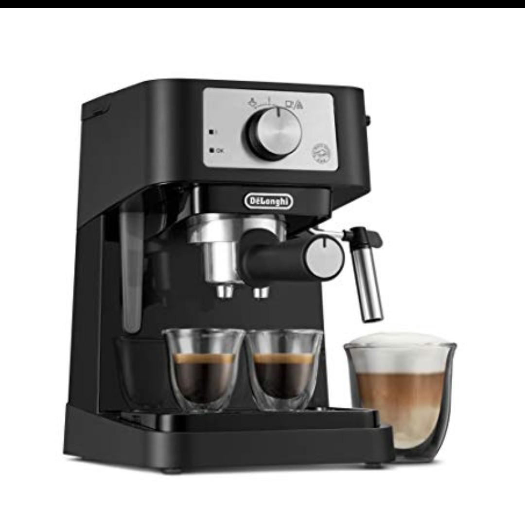 De'Longhi Stilosa Manual Espresso Machine, Compact Coffee Maker, 15 Bar Pump Pressure, Manual Milk Frother Steam Wand for Authentic Single & Double Espresso, Lattes & Cappuccinos