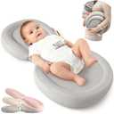 Waterproof Peanut Baby Changing Pad, Foldable Travel On-the-Go for Dresser & Changing Table, Wipe-Clean PU Diaper Pad with Non-Slip & Adjustable Safety Belt, 24"x16", Gray