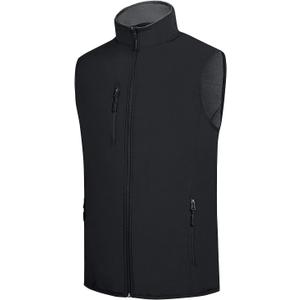 fit space Men's Lightweight Vest Softshell Sleeveless Windproof Jacket with Zipper Pcoket Cycling Travel Hiking Running Golf (X-Large, Black)