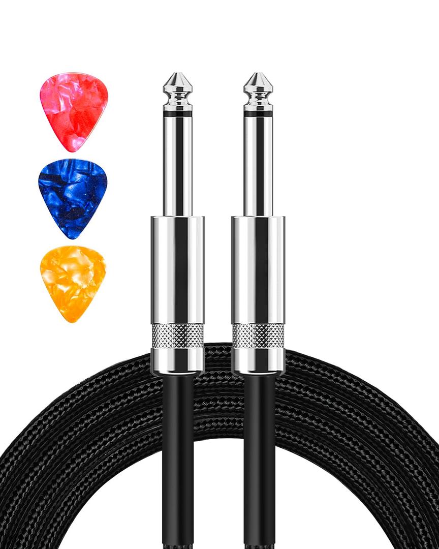 Guitar Cable, Guitar Cord 20ft AMP Cord for Bass & Electric Guitars/Keyboard/Mandolin TS 1/4 Inch Instrument Cable, Pro Audio Straight Angle Black