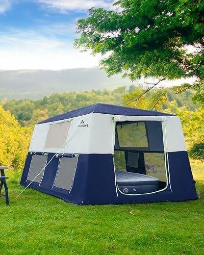 CORANI 14.1'x6.5'x9' Inflatable Tents for Camping, Portable 6/8/10 Person Blow Up Air Tent, Waterproof Windproof Easy Setup Large Family Tent with 2 Doors, 6 Windows, Mosquito Screen